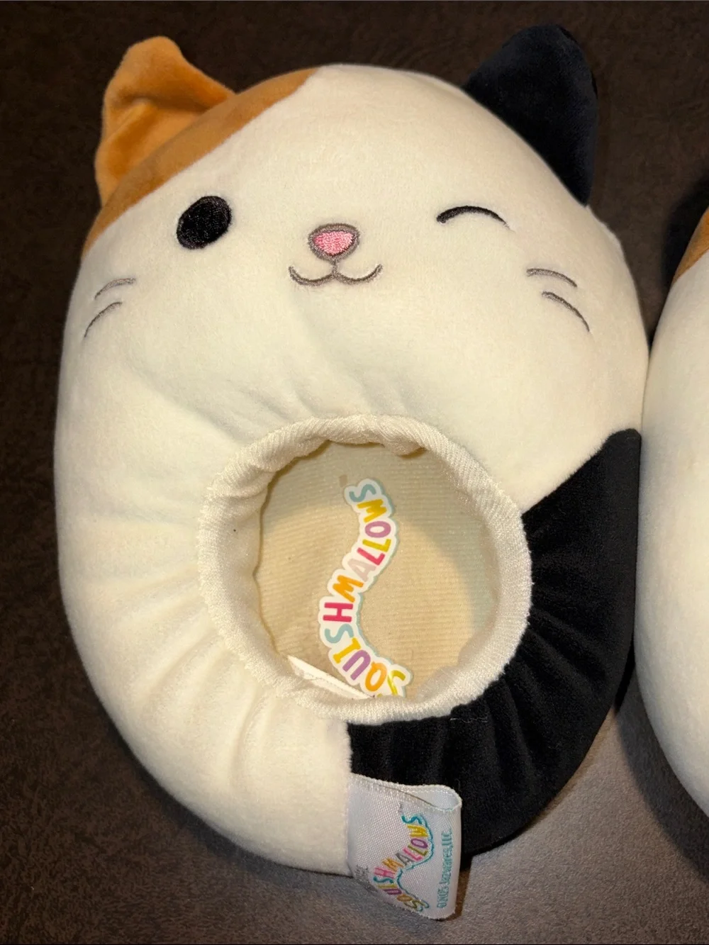 Squishmallows Kids Slippers - White, Black, Orange Calico Cat